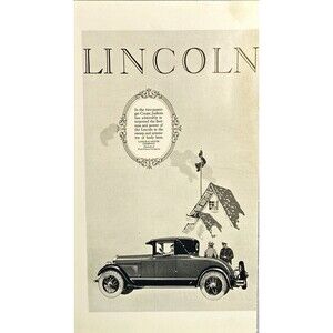 Lincoln Motor Company "Two Passenger Coup" Vintage Print Ad 1926